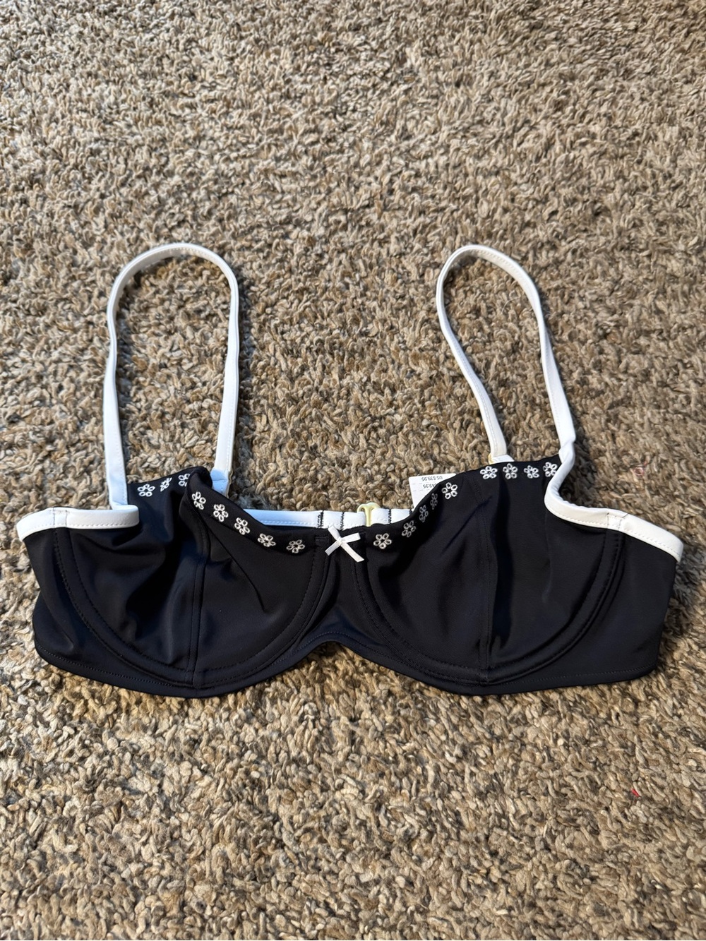 PINK Victoria's Secret Black Bikini Top with White Trim